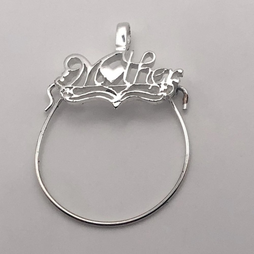 Vtg Sterling Silver Charm Holder Mother Pendant